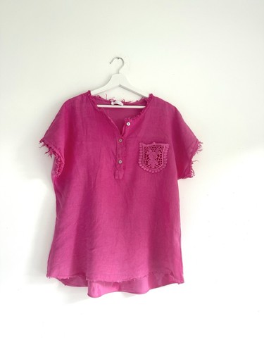 Top lino rosa made in - top,