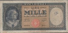 Italy , 1000 Lire . 15.9.1959