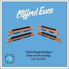 TRIXIE BANJO BRIDGE. 3 PIEDI. TOP ACERO/EBANO. 4 o 5 corde. 1/2" O 5/8"