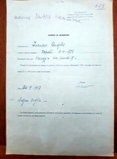 PITTORE ANGELO IARUSSO SCHEDA D'ISCRIZIONE AL PREMIO DI PITTURA 1957