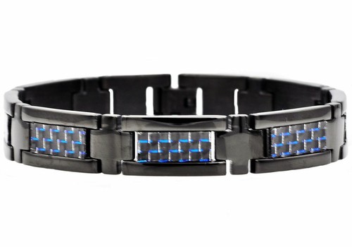 Bracciale uomo 12mm nero blu - bracciale,