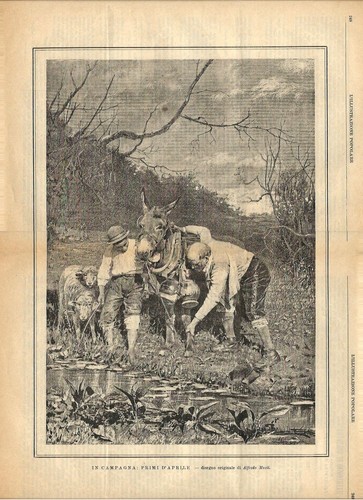 Stampa antica contadini con - stampa,