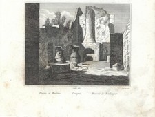 Stampa antica POMPEI CASA DEL FORNAIO forno pane Napoli 1835 Antique Print