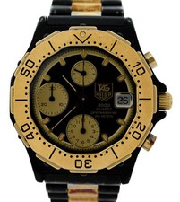 Orologio Cronografo Tag Heuer 38mm Uomo Serie 3000 Professionale Nero/Oro - 236.006!