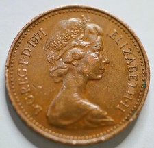 RARA MONETA REGNO UNITO 1 NEW PENNY 1971 REGINA ELISABETTA II - ORIGINALE