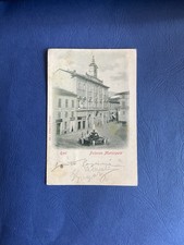 CARTOLINA  RIETI - PALAZZO MUNICIPALE -RISTORANTE DELLA CROCE BIANCA-VIAGG. 1902