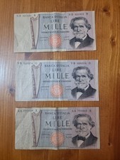 Lotto 3 Banconote mille lire 1000 lire Giuseppe Verdi 1969 / 1971