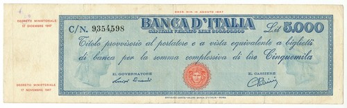 5000 lire titolo provvisorio - titolo,