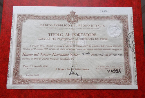 Titolo portatore debito - titolo, al