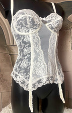 ?GUÈPIÈRE VINTAGE FRANCESE GOSSARD TG.85 C EU REGGICALZE NYLON PIZZO BIANCO