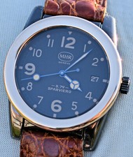 Orologio Mhr Mahara Geneve S.79 SPARVIERO Cassa in Acciao Nera e Oro Come Nuovo