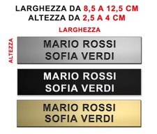 TARGA CITOFONO Campanello Porta Posta DIMENSIONI CM 8,5 A 12,5