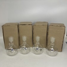 4 Palloni Vetreria Laboratorio 250ml BOROSIL Fondo Piatto Vetro Borosilicato #F