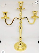 COPPIA DI CANDELABRI CANDELIERE MODERNI IN ACCIAIO DORATO IP GOLD ALTEZZA 38 Cm 
