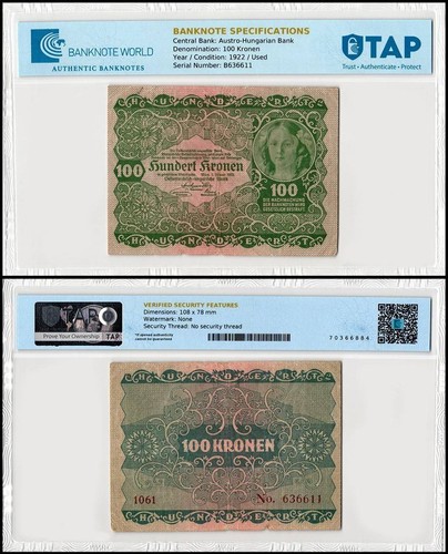 Austria 100 corone 1922 - austria, corone,