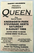 Queen Knebworth 1986 Ticket