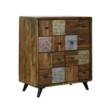 CASSETTIERA VINTAGE ORIENTALE INDUSTRIAL LIVIN LEGNO MASSELLO  cm 87 x 47 H100