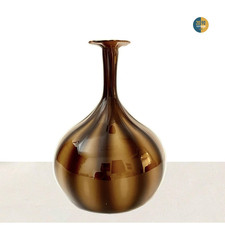 Vaso vintage italiano vetro di murano soffiato a mano arte fatto a mano marrone anni 70 Venezia