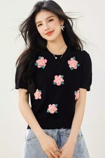 Top Nero Estivo In Maglia Slim