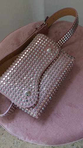 Pochette rosa borchie con - rosa,