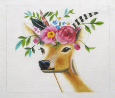 Colori di lode dolce cervo cervo fiore corona dipinto a mano tela punto ago