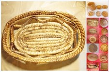 CESTINO ARTIGIANALE SARDO IN ASFODELO, ovale, cm 30x19xh6 circa, usato,  e altri