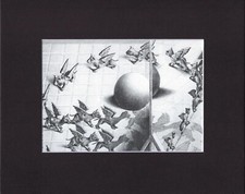 Quadro artistico stampa opaca 8x10" disegno dimensionale MC Escher: creature alate