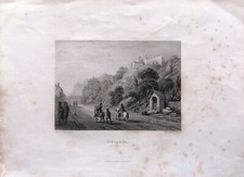 Veduta di TERRACINA - Incisione di W. Brockedon, E.F. Finden 1850 ca.