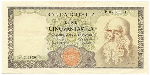 50000 lire banca italia - lire, d'italia