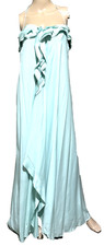 Abito vestito lungo maxi Halter Blumarine con volant davanti blu pastello in seta US 2 4 IT 40
