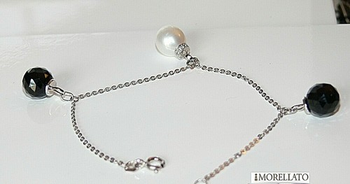 Bracciale oro bianco onice - oro,