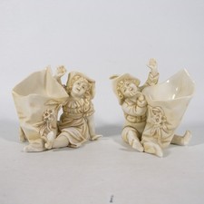 COPPIA DI VECCHIE STATUINE IN PORCELLANA BISCUIT BIANCA FANCULLI PUTTI VINTAGE