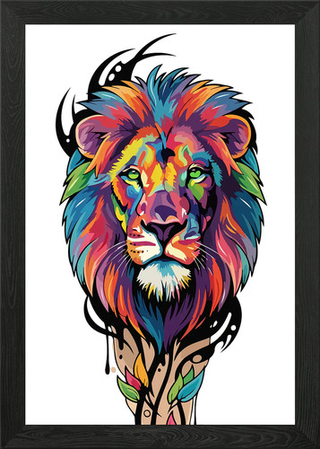 Quadro colorato testa - di, leone