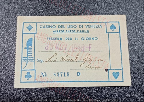 Tessera ingresso casinò - ingresso,