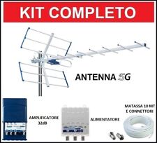 Kit Antenna TV DVB-T2 UHF VHF Esterna Digitale Terrestre Yagi Amplificatore 30dB