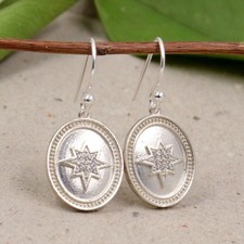 Orecchini pendenti regalo anniversario design stella zirconi bianchi...