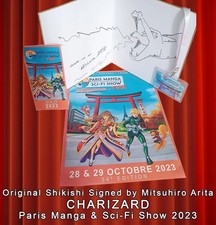 Mitsuhiro Arita firmato Shikishi Charizard Paris Manga 2023 no psa 10 Pokemon