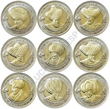 TURKEY ONE LIRA 2024 “THE SULTANS” SET OF 9 COINS