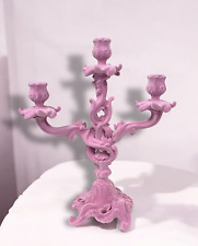 Candelabro Barocco Moderno In Velluto Rosa 35,5Cm NUOVO