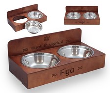 CIOTOLA PER CANI CON SUPPORTO DOPPIO SUPPORTO IN LEGNO MARRONE NOME DEL CANE