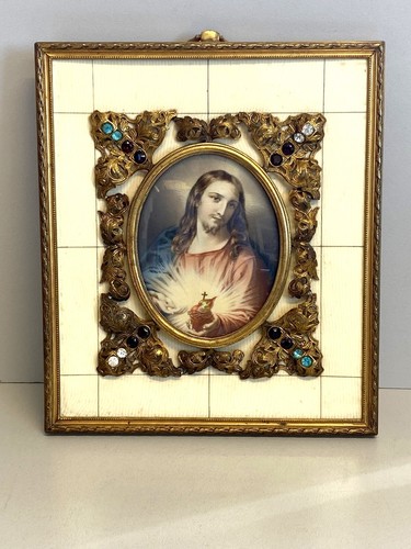 Antica miniatura ritratto gesu - antica,