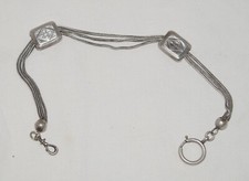 ANTICA CATENA DA OROLOGIO VITTORIANA CON CIONDOLI SCORREVOLI ARGENTO  L.31,5cm.