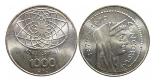1000 lire 1970 argento