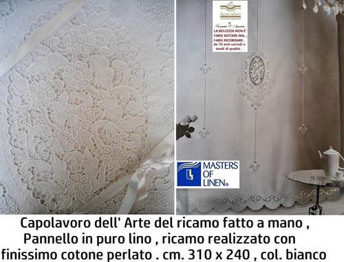 Tenda lino ricamo mano - tenda,