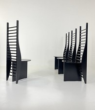 Sedie Postmoderne 1980 legno laccato nero rare  black lacquered wooden chairs