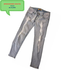Jeans Donna Blu Skinny Look Consumato con 5 Tasche Snob Monella Vagabonda Tg 44