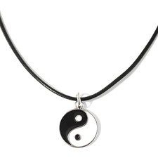 Collana Yin & Yang Argento in corda con Ciondolo Simbolo Tao Uomo e Donna ying