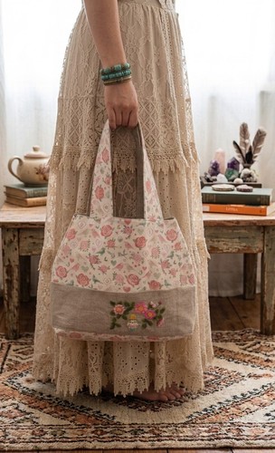 Borsa stoffa ricamata - di,
