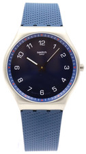 Nuovo orologio svizzero Swatch Skin Irony 42 silicone navy 42 mm SSO7S102 $200