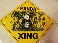 PANDA XING  Aluminum Novelty Amber Color Sign 17" X 17" DIAGONAL SIGN (Crossing)